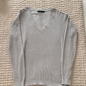 Prana Light Gray Knit V-Neck Sweater